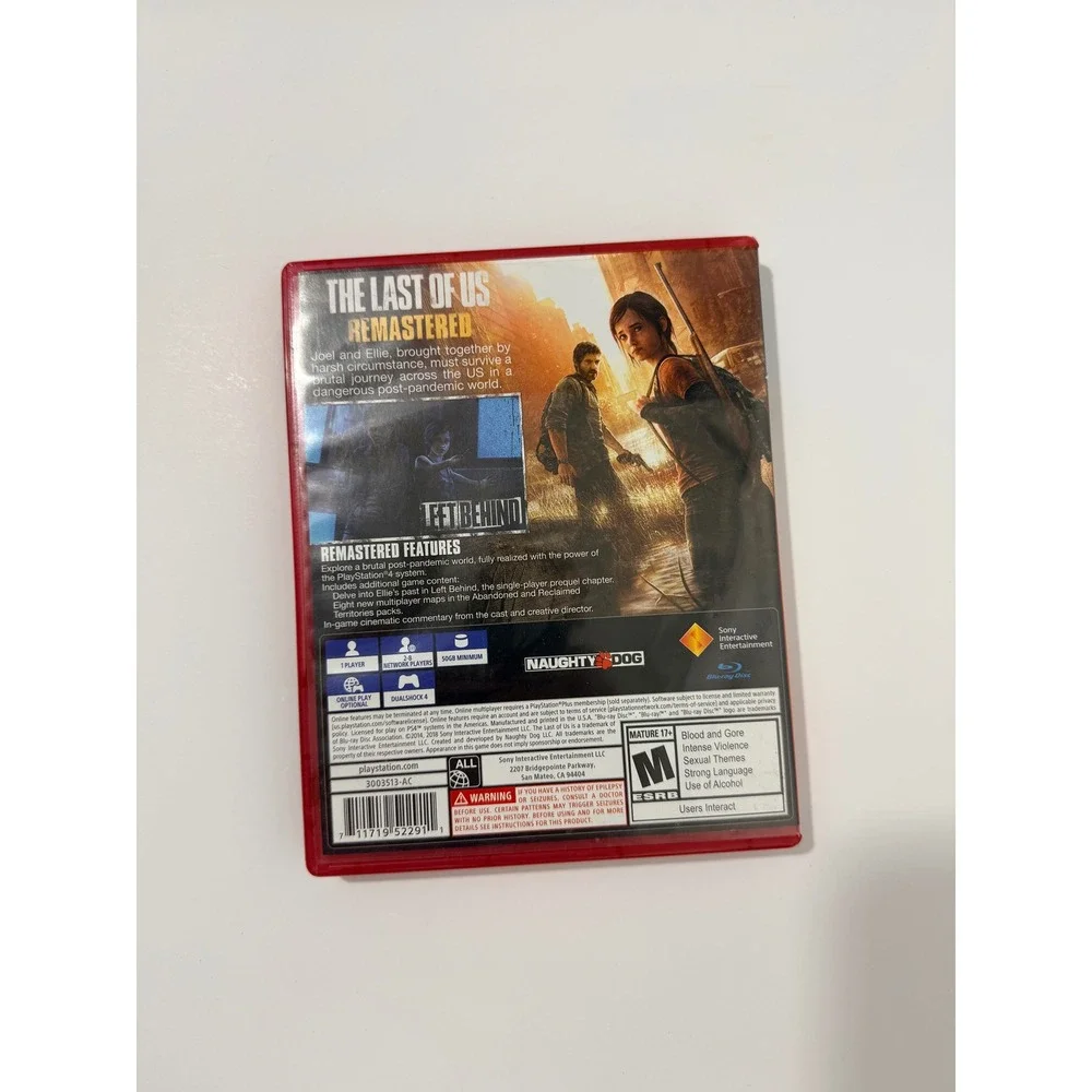 Sony The Last of Us Remastered PS4 Game One Size Red Good PlayStation Hits 0243